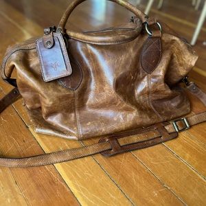 Genuine leather Frye Logan overnight duffel bag